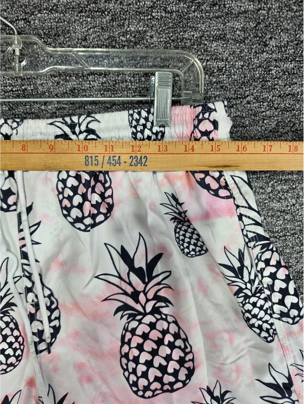 Spicy Tuna Men's Pineapple Print Swim Shorts XL White Pink Black Mesh Lined